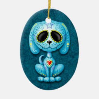 Blauer Zombie-Zuckerwelpe Keramikornament