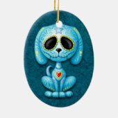 Blauer Zombie-Zuckerwelpe Keramikornament (Hinten)