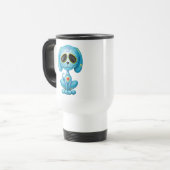 Blauer Zombie-Zuckerwelpe Reisebecher (Vorderseite Links)