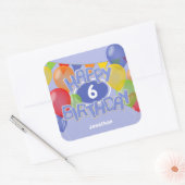 Blauer Zuckerguss Ausschnitt Kekse mit Ballons Geb Quadratischer Aufkleber (Umschlag)