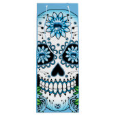 Blauer Zuckerschädel Geschenktüte Für Weinflaschen (Rückseite)