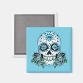 Blauer Zuckerschädel Magnet (Vorderseite/Rückseite)
