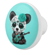 Blauer Zuckerschädel-Panda, der Gitarre spielt Keramikknauf (Rechts)