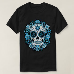 Blauer Zuckerschädel T-Shirt