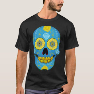 Blauer Zuckerschädel T-Shirt