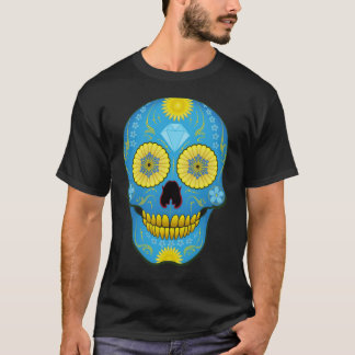 Blauer Zuckerschädel T-Shirt