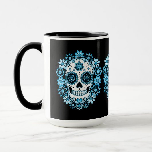 Blauer Zuckerschädel Tasse (Links)