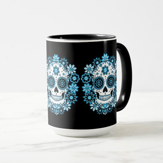 Blauer Zuckerschädel Tasse (VorderseiteRechts)