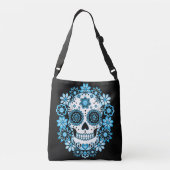 Blauer Zuckerschädel Tragetaschen Mit Langen Trägern (Rückseite)