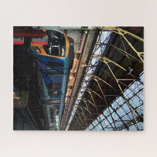 Blauer Zug , am Bahnhof Puzzle (Horizontal)