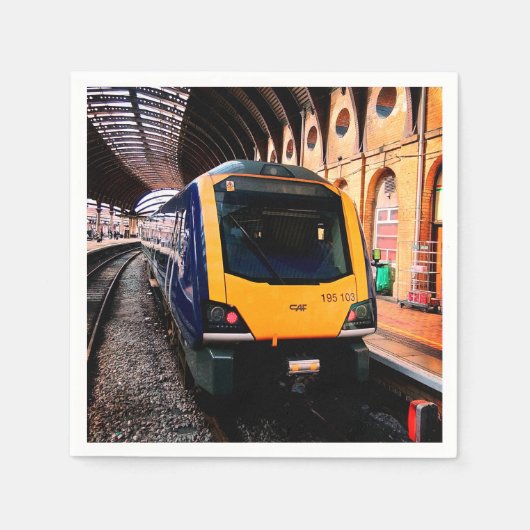 Blauer Zug am Bahnhof York Serviette (Vorderseite)