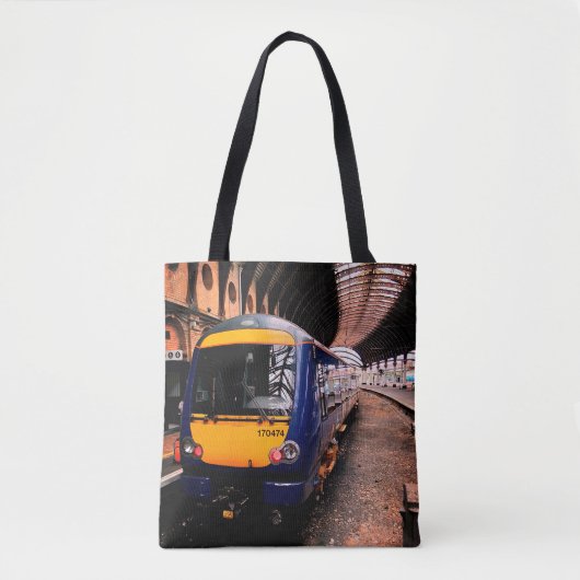 Blauer Zug , am Bahnhof York. Tasche (Vorderseite)
