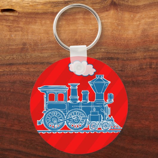 Blauer Zug für rote Jungen Schlüsselanhänger (Vorderseite)