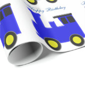 Blauer Zug Geburtstag Geschenkpapier (Rolleneckpunkt)