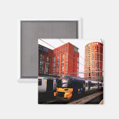 Blauer Zug in Leeds Magnet (Vorderseite/Rückseite)