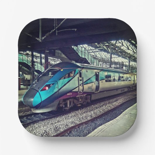 Blauer Zug Pappteller (Vorderseite)