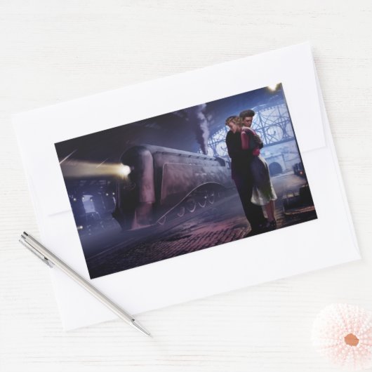 Blauer Zug Rechteckiger Aufkleber (Umschlag)