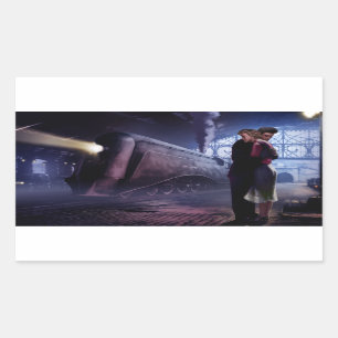 Blauer Zug Rechteckiger Aufkleber