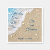 Blauer Zwei weniger Fische im Meer Serviette (Vorderseite)