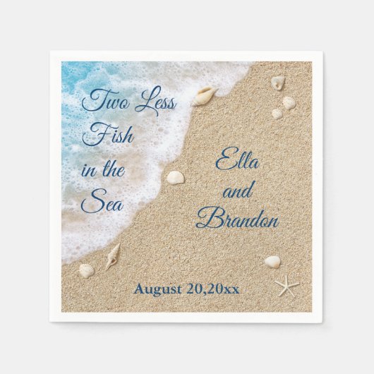 Blauer Zwei weniger Fische im Meer Serviette (Vorderseite)