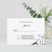 Blauer Zweig Hochzeit RSVP (Stehend Vorderseite)