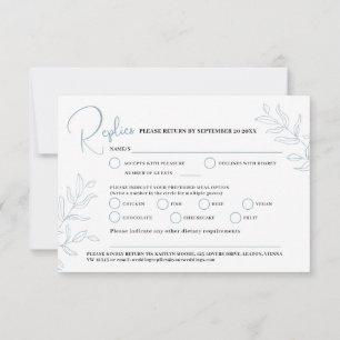 Blauer Zweig Option Hochzeitsveranstaltung UAWG RSVP Karte