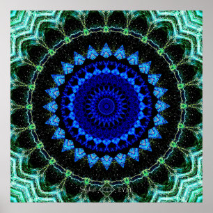 Blauer Zwergen-Mandala Poster