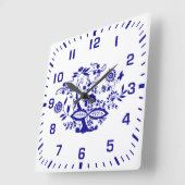 Blauer Zwiebelstil Quadratische Wanduhr (Winkel)