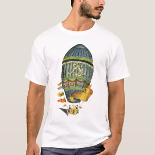 Blauer zylinderförmiger Heißluft-Ballon T-Shirt