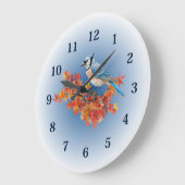 Blauerhäher in Herbstfarben Große Wanduhr (Winkel)