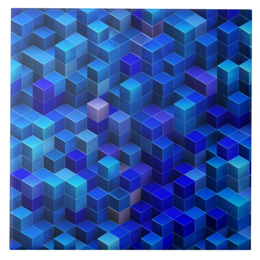 Blaues 3D berechnet des abstrakten geometrischen Fliese (Vorderseite)