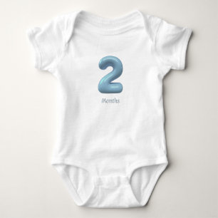 Blaues 3D-Nummern-2-Babysuit - 2 Monate Baby Strampler