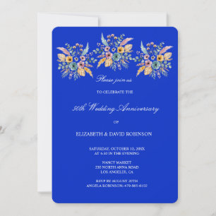 Blaues 50-jähriges Hochzeitstag Einladung