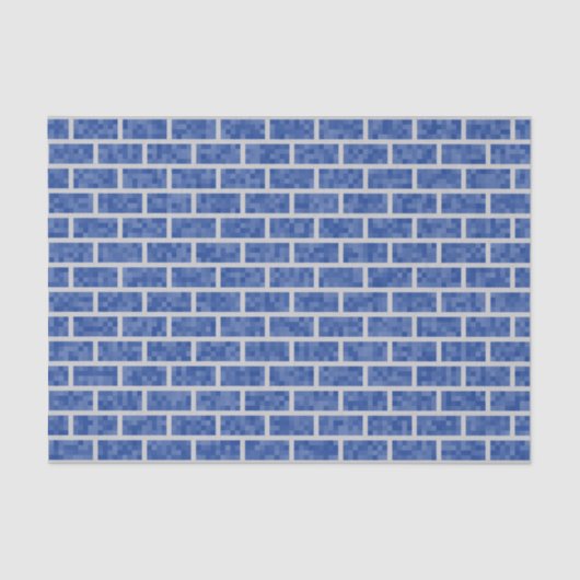 Blaues, 8-Bit-Pixel-Grafikstil-Bricks-Muster Seidenpapier (Vorderseite)