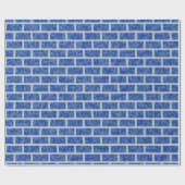 Blaues 8-BitPixelated Blick-Backsteinmauer-Muster Geschenkpapier (Flach)