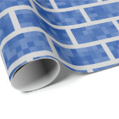 Blaues 8-BitPixelated Blick-Backsteinmauer-Muster Geschenkpapier (Rolleneckpunkt)