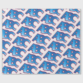 Blaues ABC-Alphabet-Blockmuster Geschenkpapier (Flach)