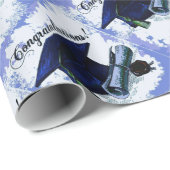 Blaues Abschluss-Kappen-u. Geschenkpapier (Rolleneckpunkt)