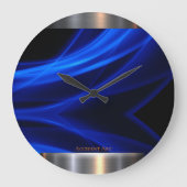 Blaues Abstrakt- und Metalldesign Große Wanduhr (Vorderseite)