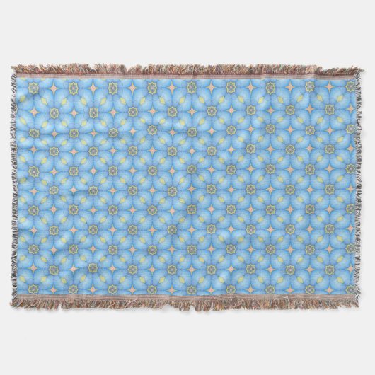 Blaues Abstraktes Blumenmuster Decke (Vorderseite)