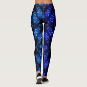 Blaues Abstraktes Blumenmuster Leggings (Rückseite)