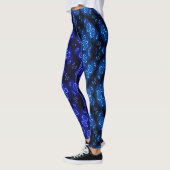 Blaues Abstraktes Blumenmuster Leggings (Links)