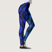Blaues Abstraktes Blumenmuster Leggings (Rechts)
