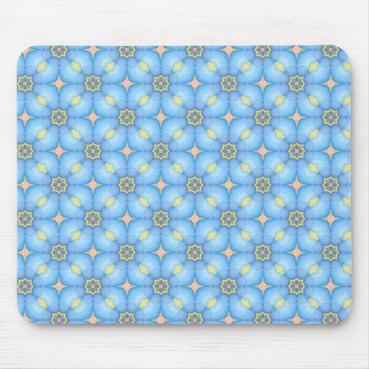 Blaues abstraktes Blumenmuster Mousepad (Vorne)