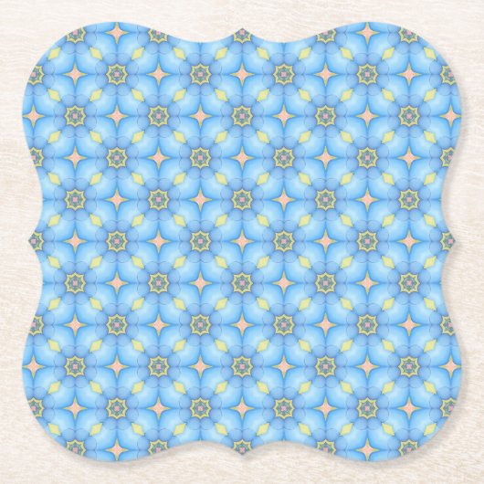Blaues Abstraktes Blumenmuster Untersetzer (Vorderseite)