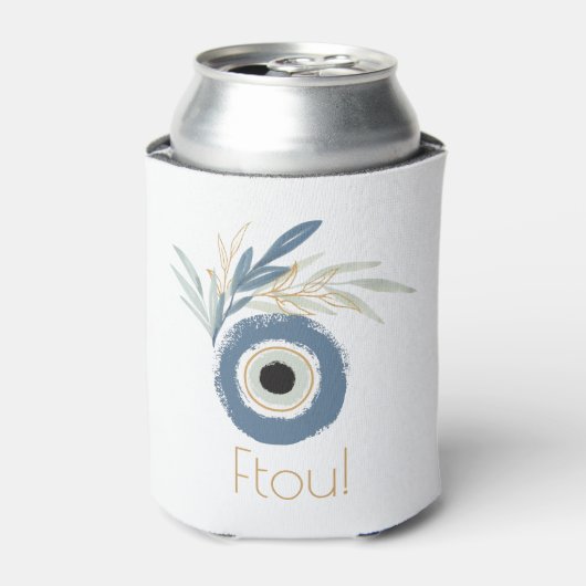 Blaues abstraktes böses Auge mit Blätter Dosenkühler (Kanne Vorderseite)
