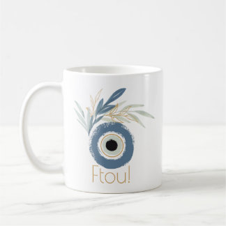 Blaues abstraktes böses Auge mit Blätter Magnet kl Kaffeetasse