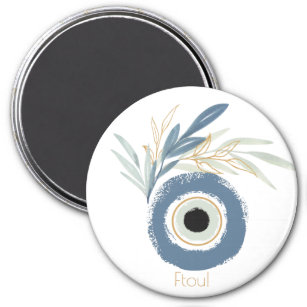 Blaues abstraktes böses Auge mit Blätter-Magnet Magnet