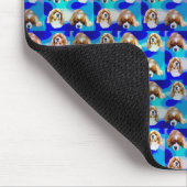 Blaues Abstraktes Cavalier-Hundmuster, Mousepad (Ecke)