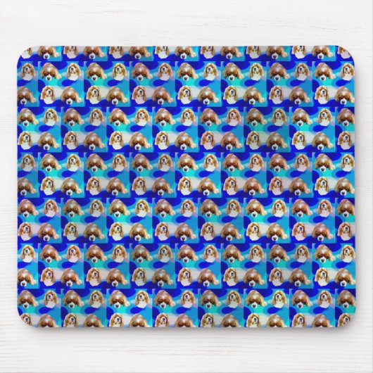 Blaues Abstraktes Cavalier-Hundmuster, Mousepad (Vorne)